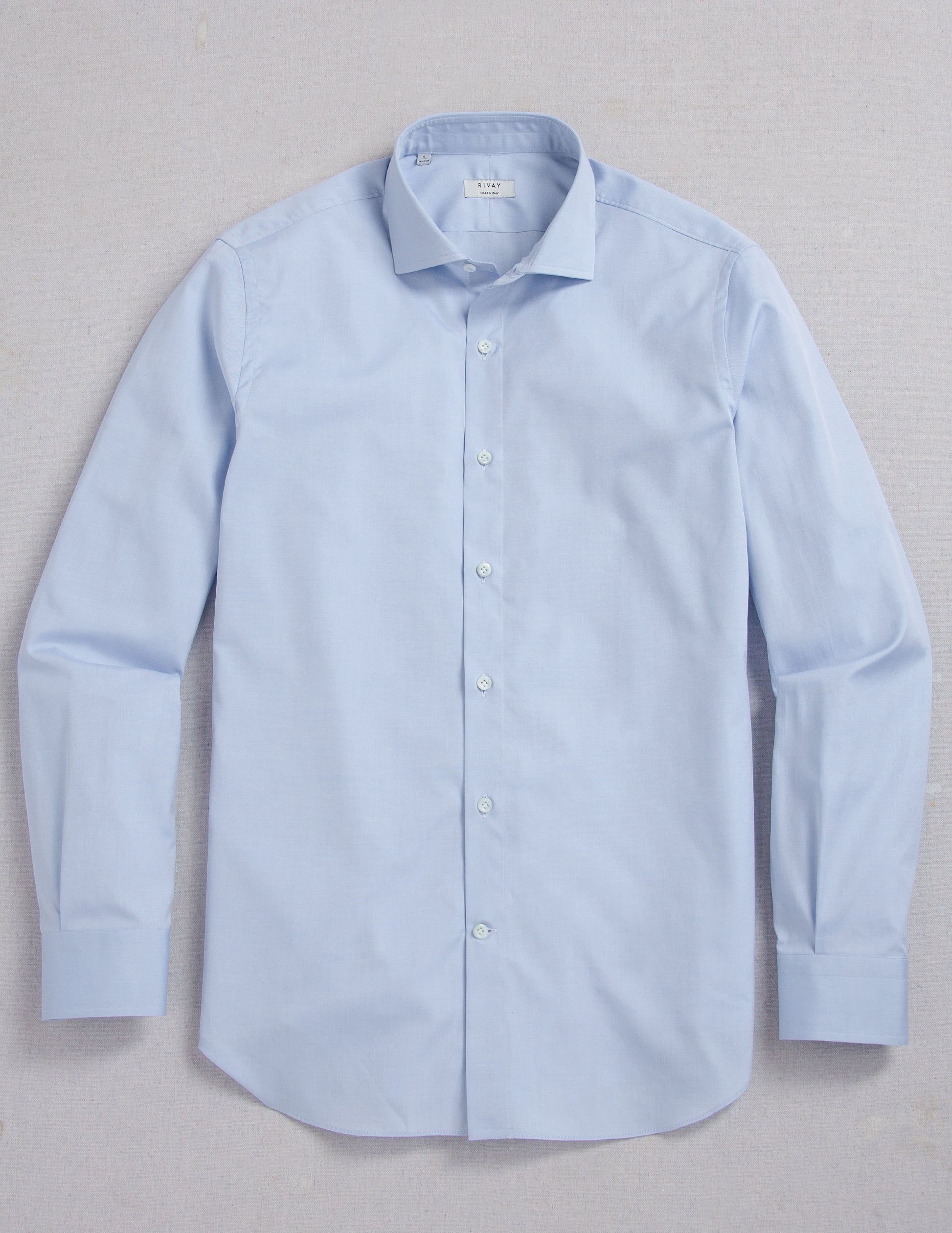 Rivay Corso Italian Dress Shirt in Classic Blue Pinpoint Oxford