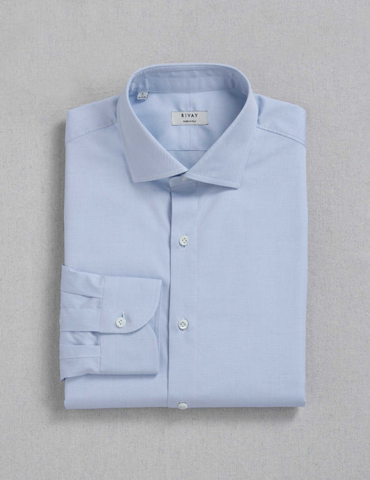Rivay Corso Italian Dress Shirt in Classic Blue Pinpoint Oxford
