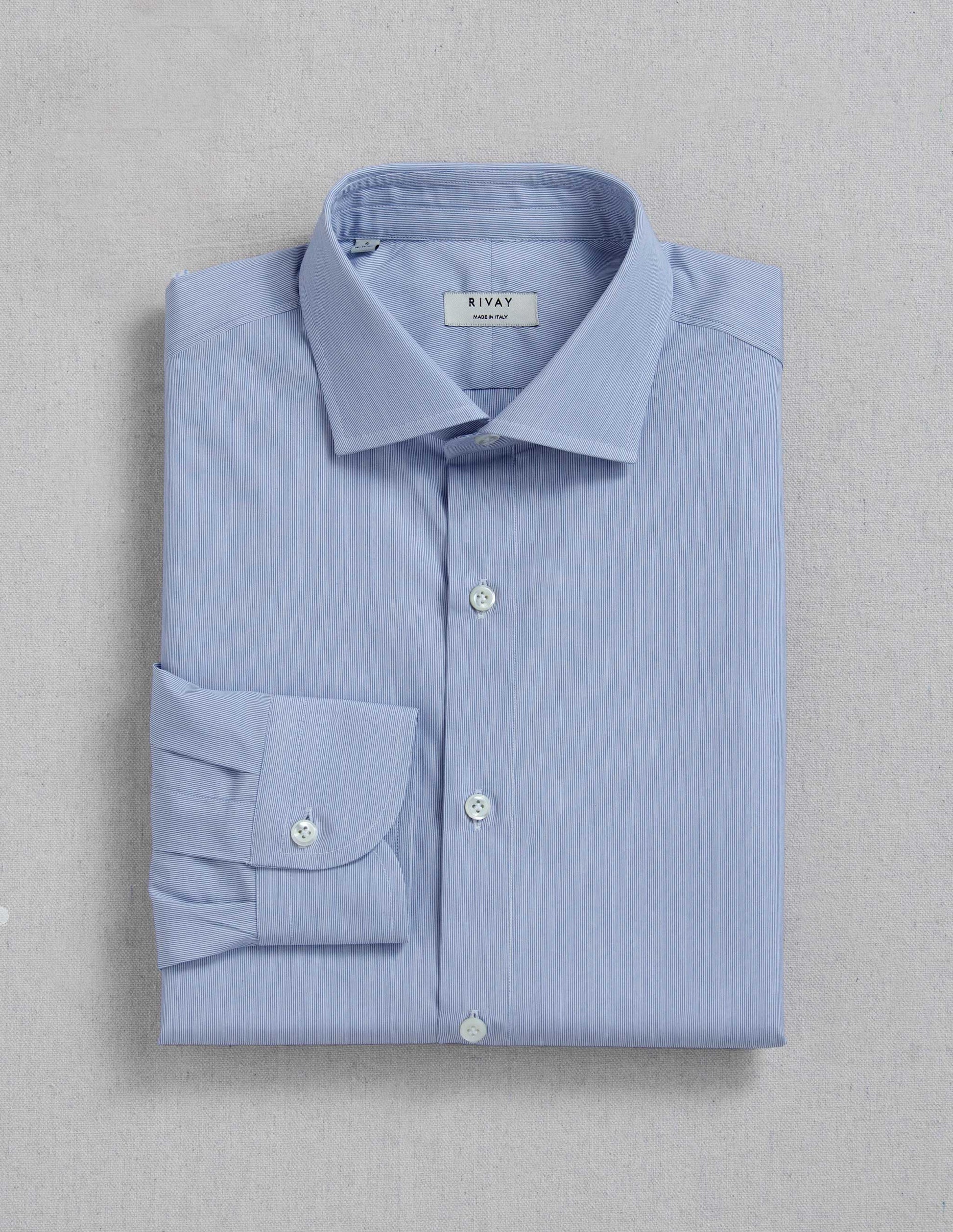 Corso Italian Dress Shirt in Classic Blue Micro Stripe