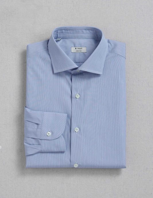Corso Italian Dress Shirt in Classic Blue Micro Stripe
