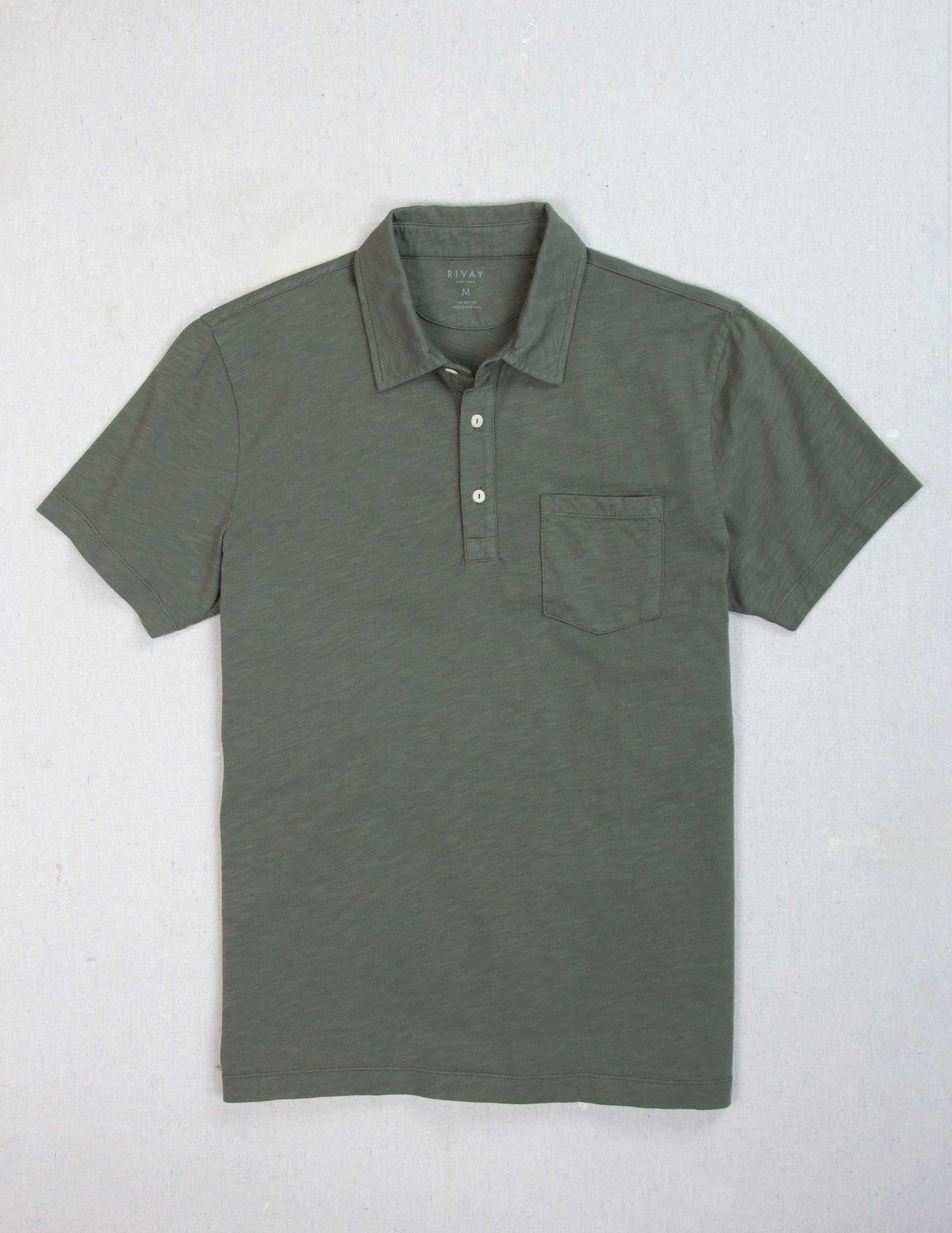 Garment Dyed Slub Jersey Polo in Armory