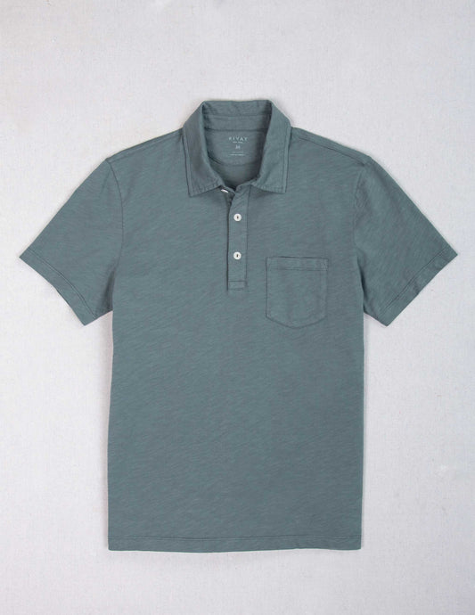 Garment Dyed Slub Jersey Polo in Storm