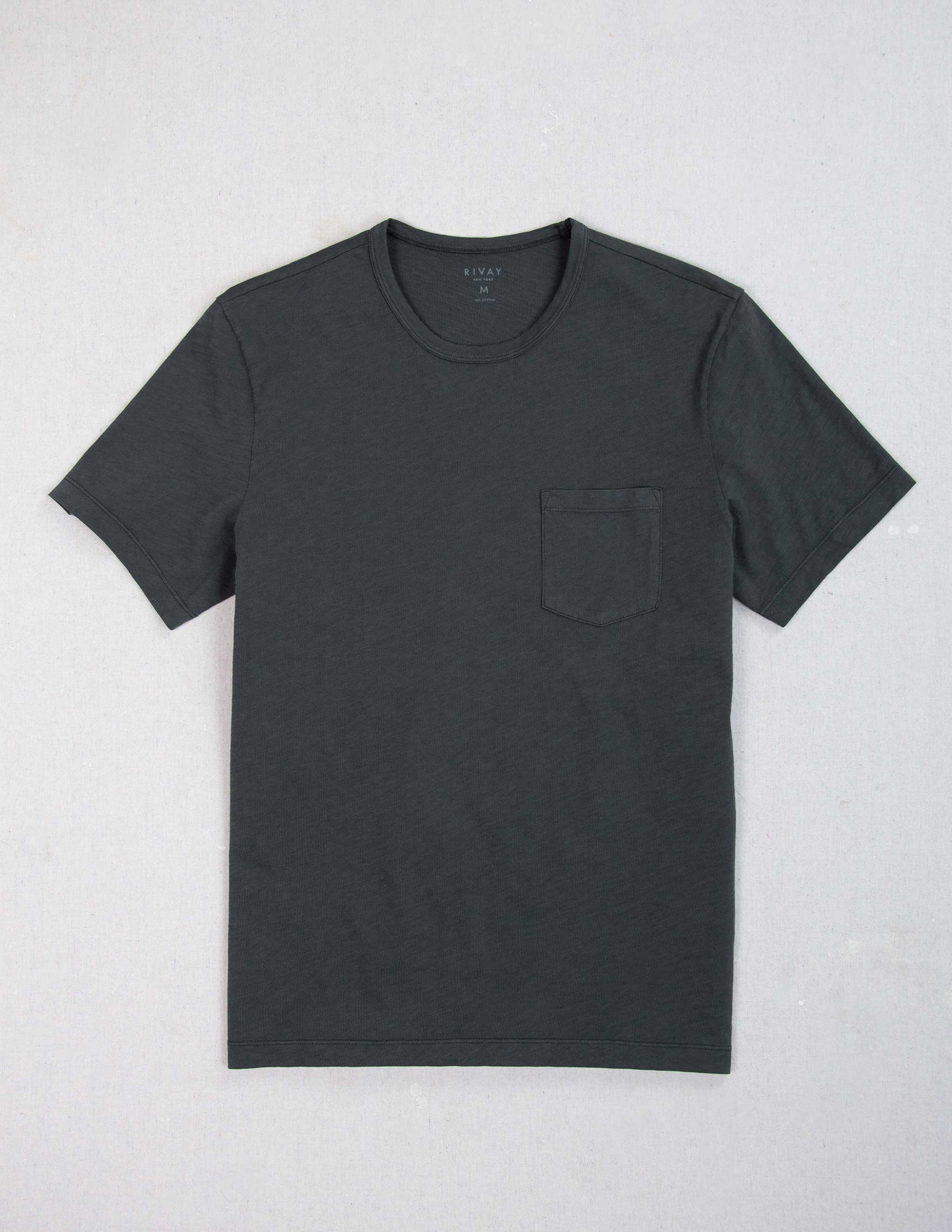 Slub Cotton Pocket Tee in Faded Black