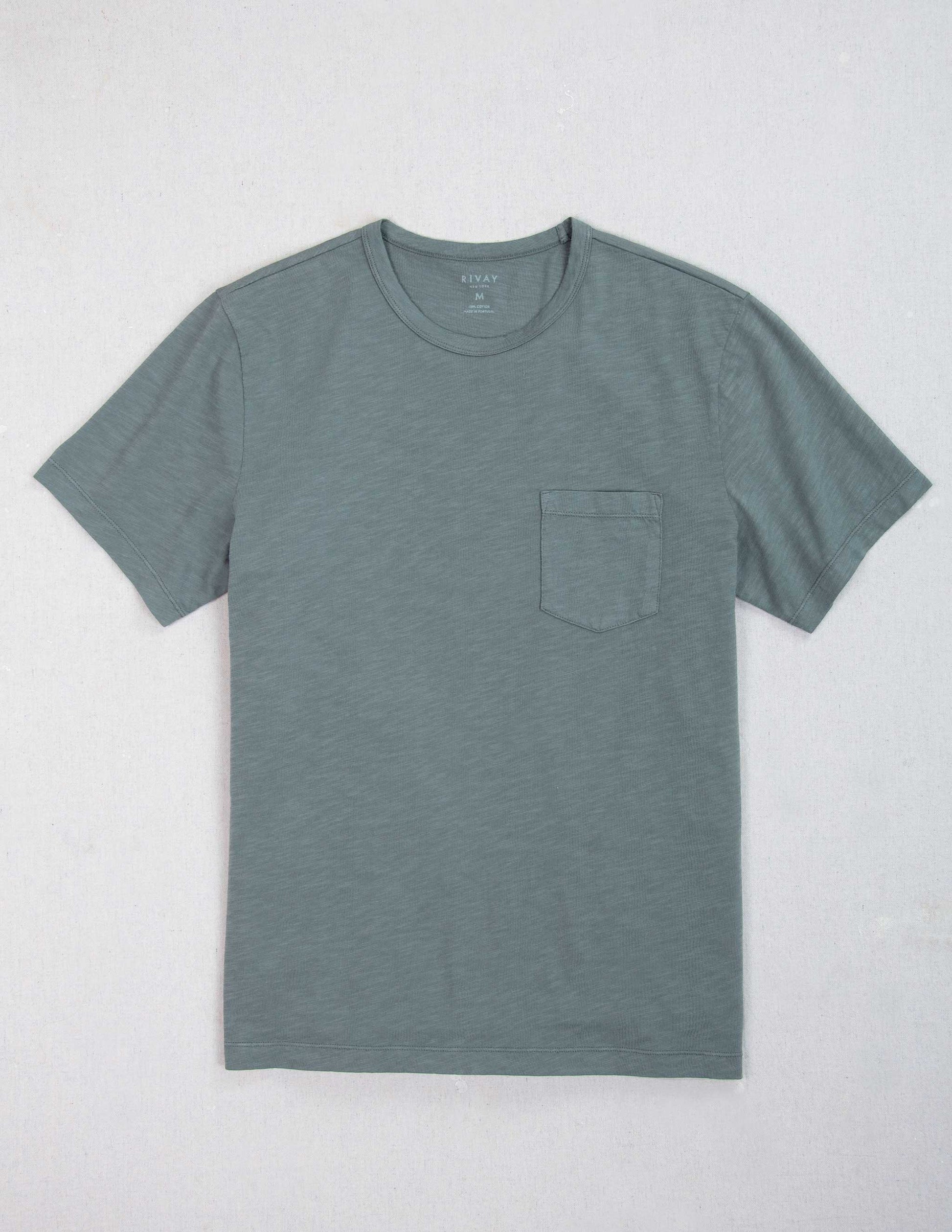 Slub Cotton Pocket Tee in Storm
