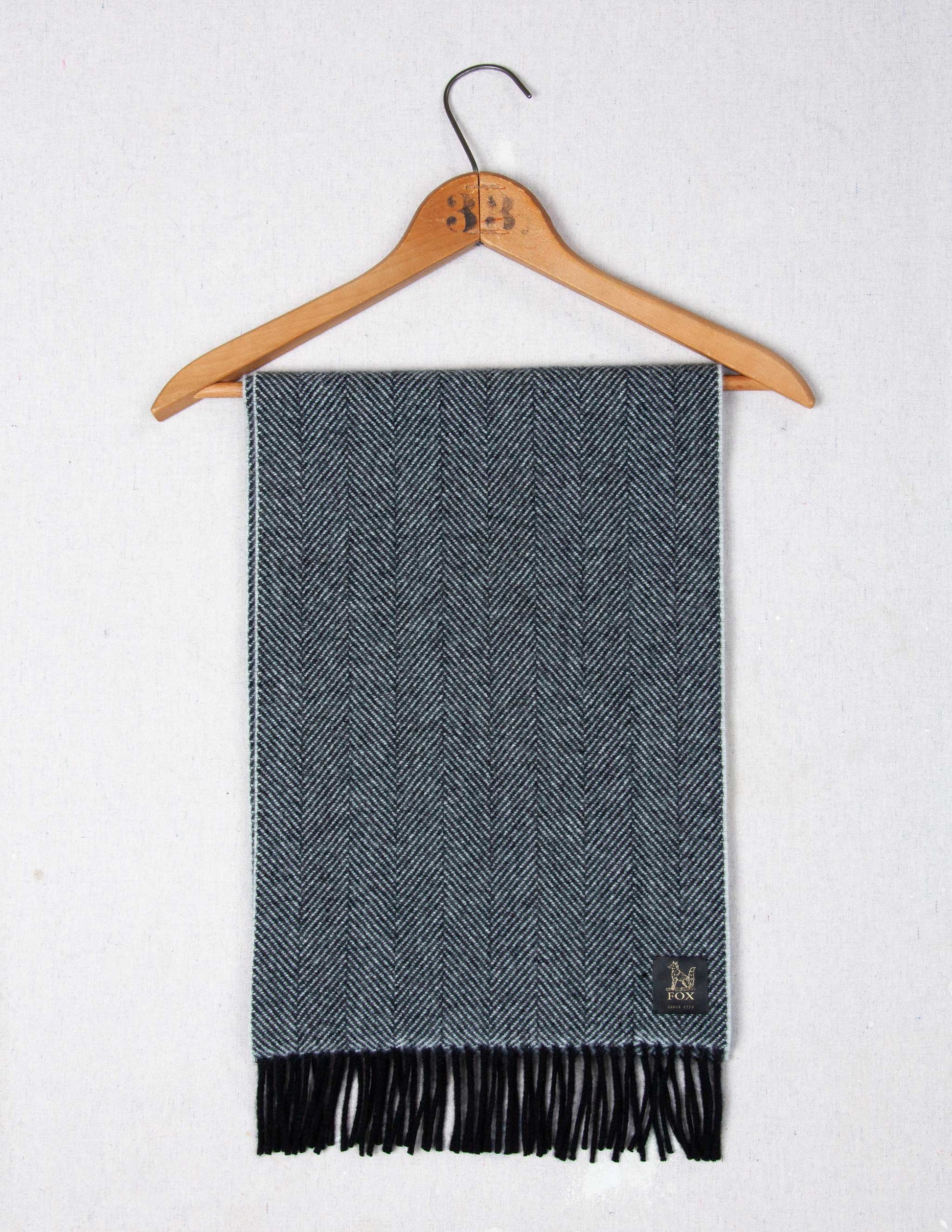 Fox Brothers® Cashmere Scarf in Black and White Herringbone