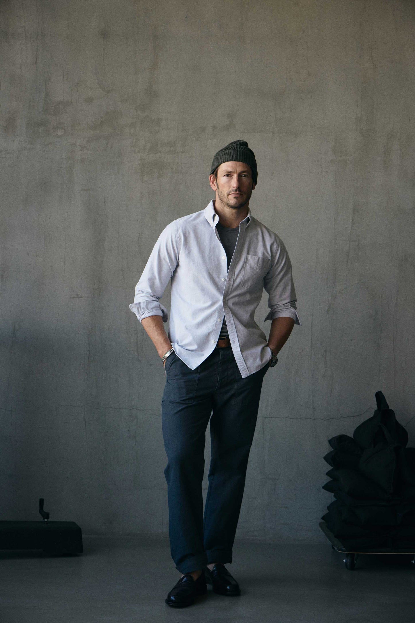 Shaw Selvedge Oxford Button Down in Heather Grey