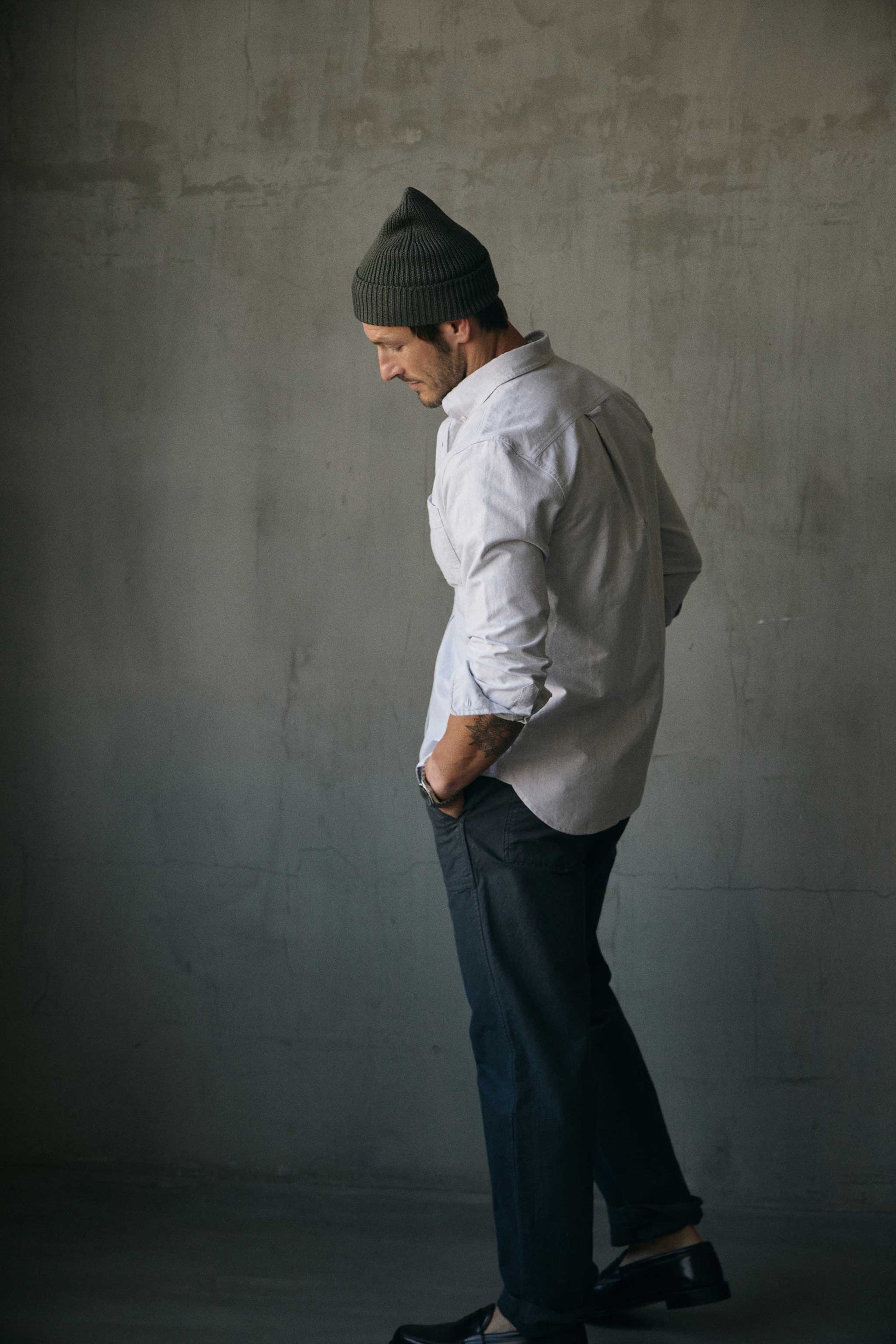 Shaw Selvedge Oxford Button Down in Heather Grey