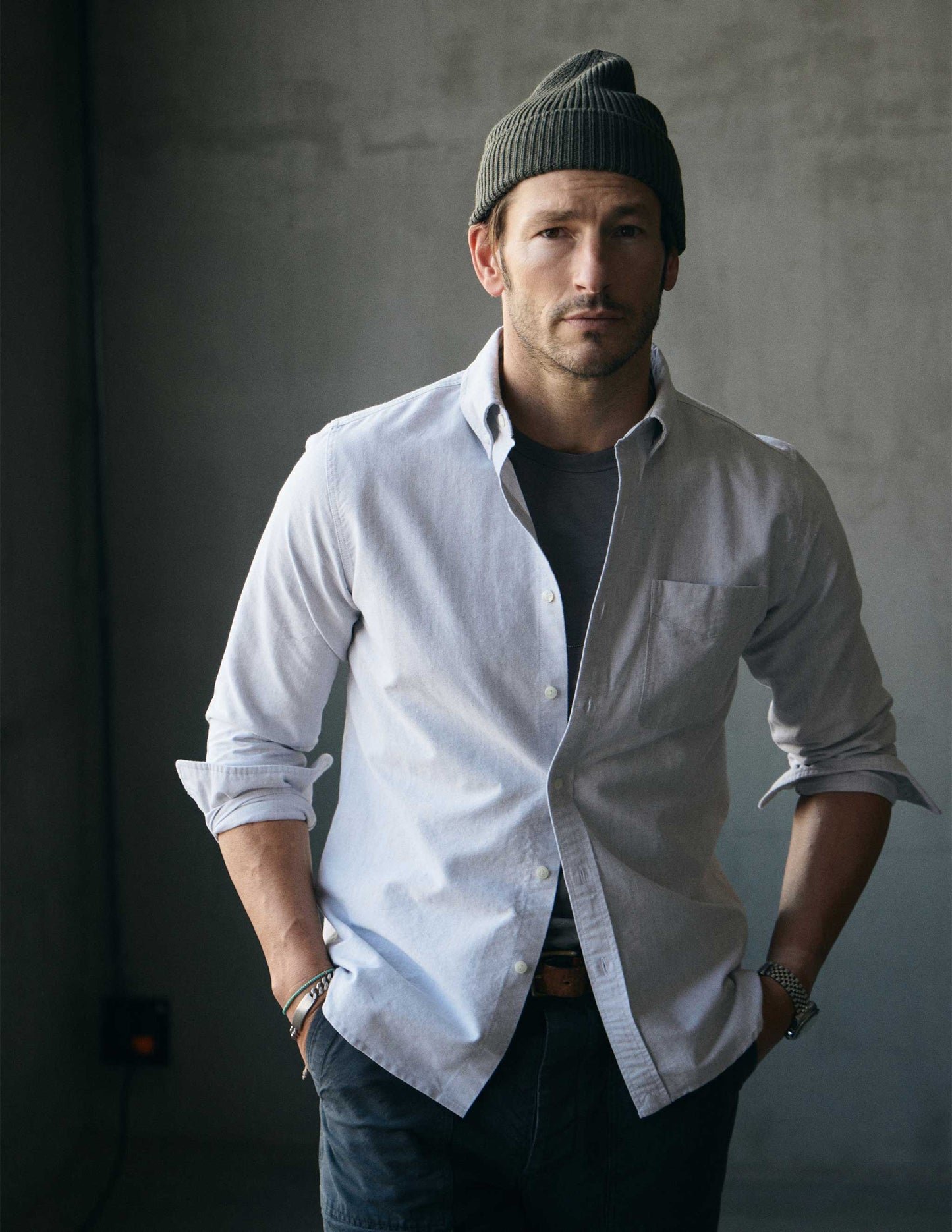 Shaw Selvedge Oxford Button Down in Heather Grey