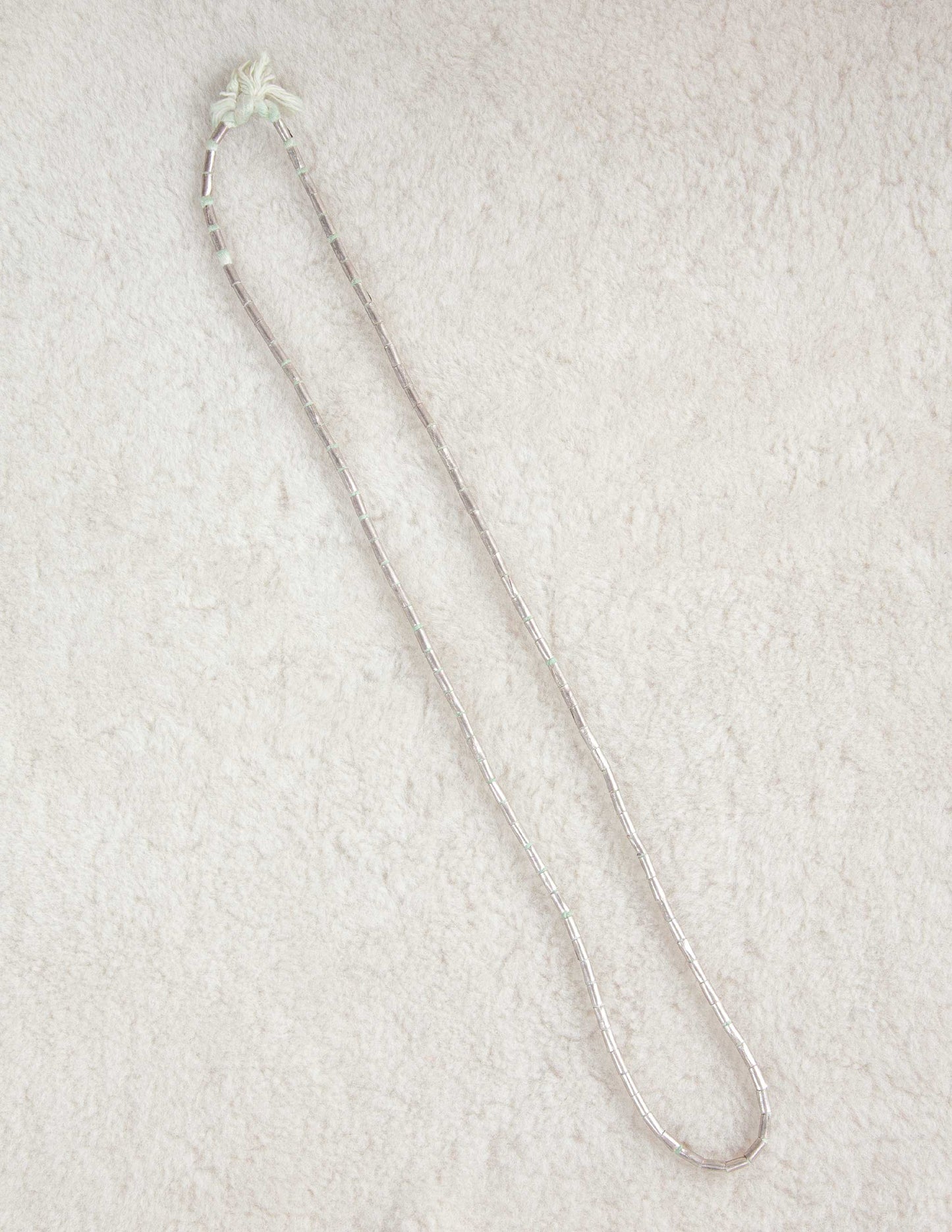 Vintage Silver Trade Bead Necklace with Indigo-Dyed Cord