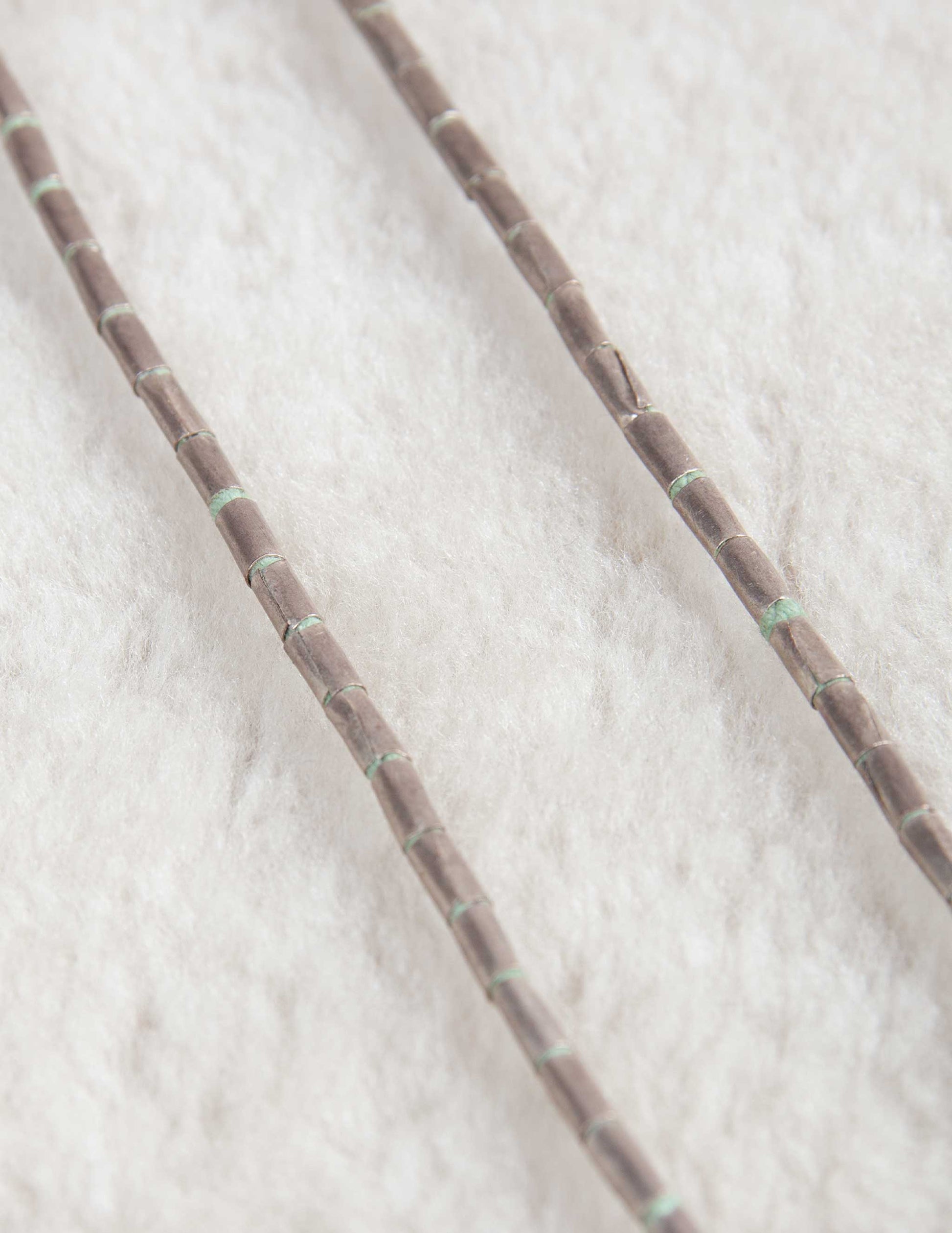 Vintage Silver Trade Bead Necklace with Indigo-Dyed Cord