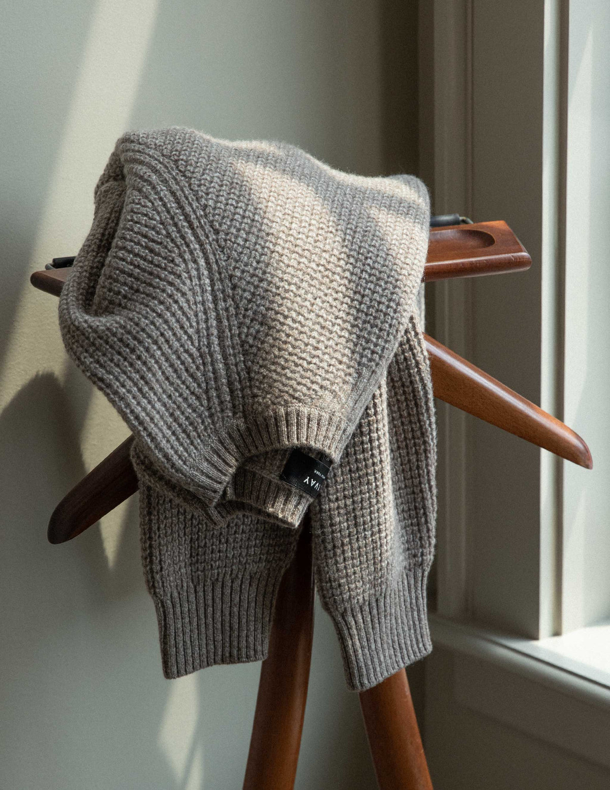 Sonny Waffle Sweater in Khaki Marl