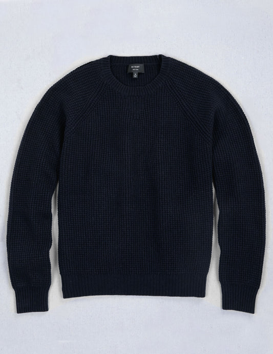 Sonny Waffle Sweater in Navy