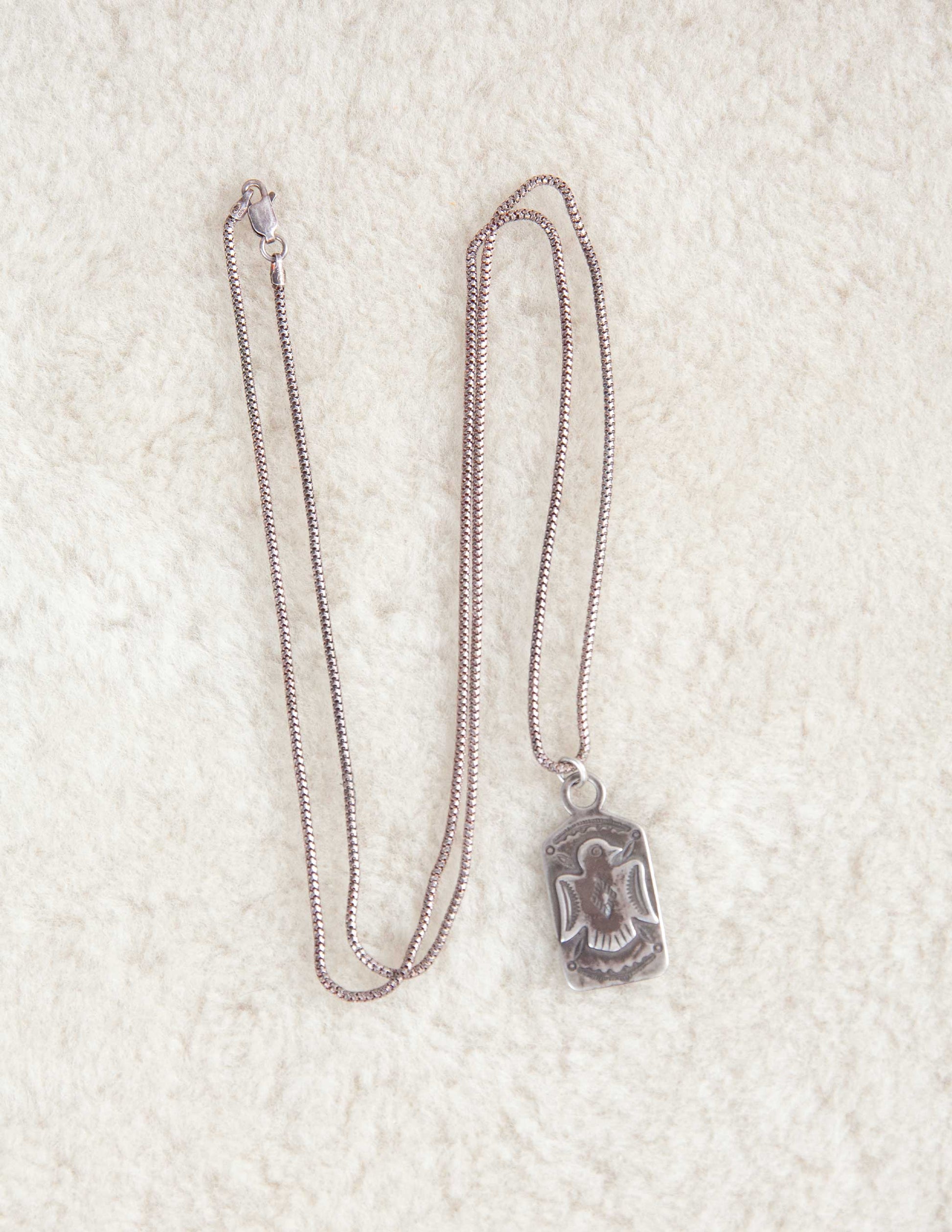 Vintage Thunderbird Pendant Necklace – Stamped Sterling