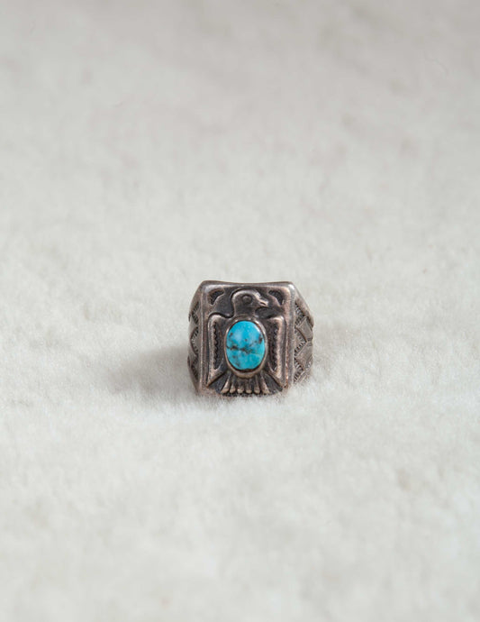 Vintage Bell Trading Post Thunderbird Ring – Turquoise & Sterling (Size 8.5)