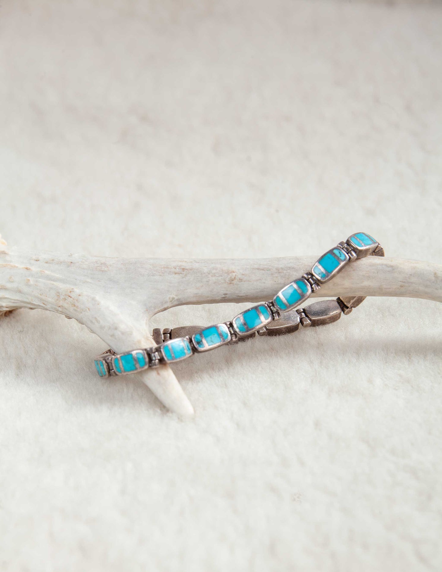 Vintage 1960s Turquoise Inlay Link Bracelet – Southwestern Silver