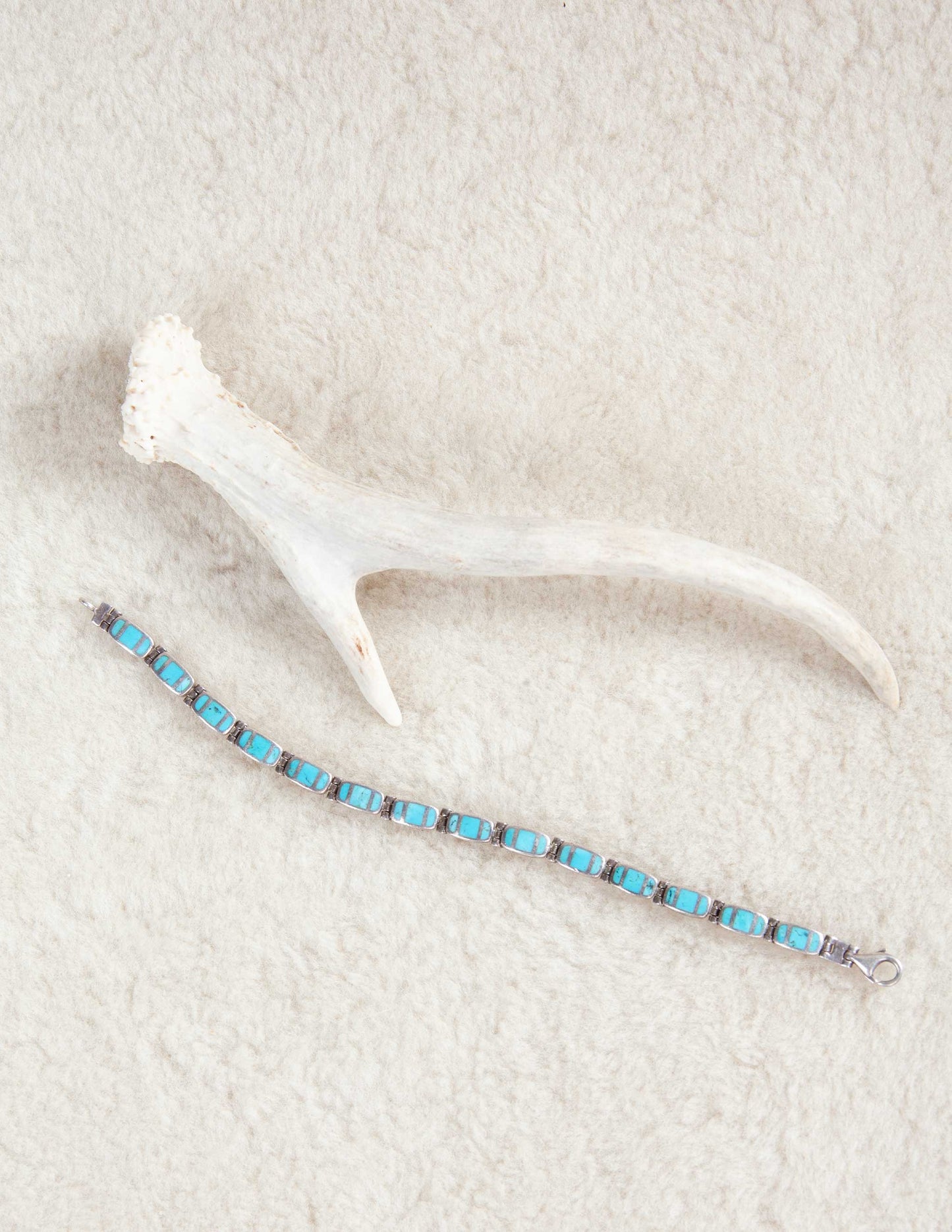 Vintage 1960s Turquoise Inlay Link Bracelet – Southwestern Silver