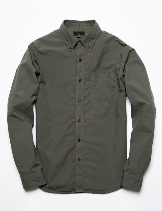 Rivay Type 104 Garment Dyed Poplin Button Down in Dark Sage