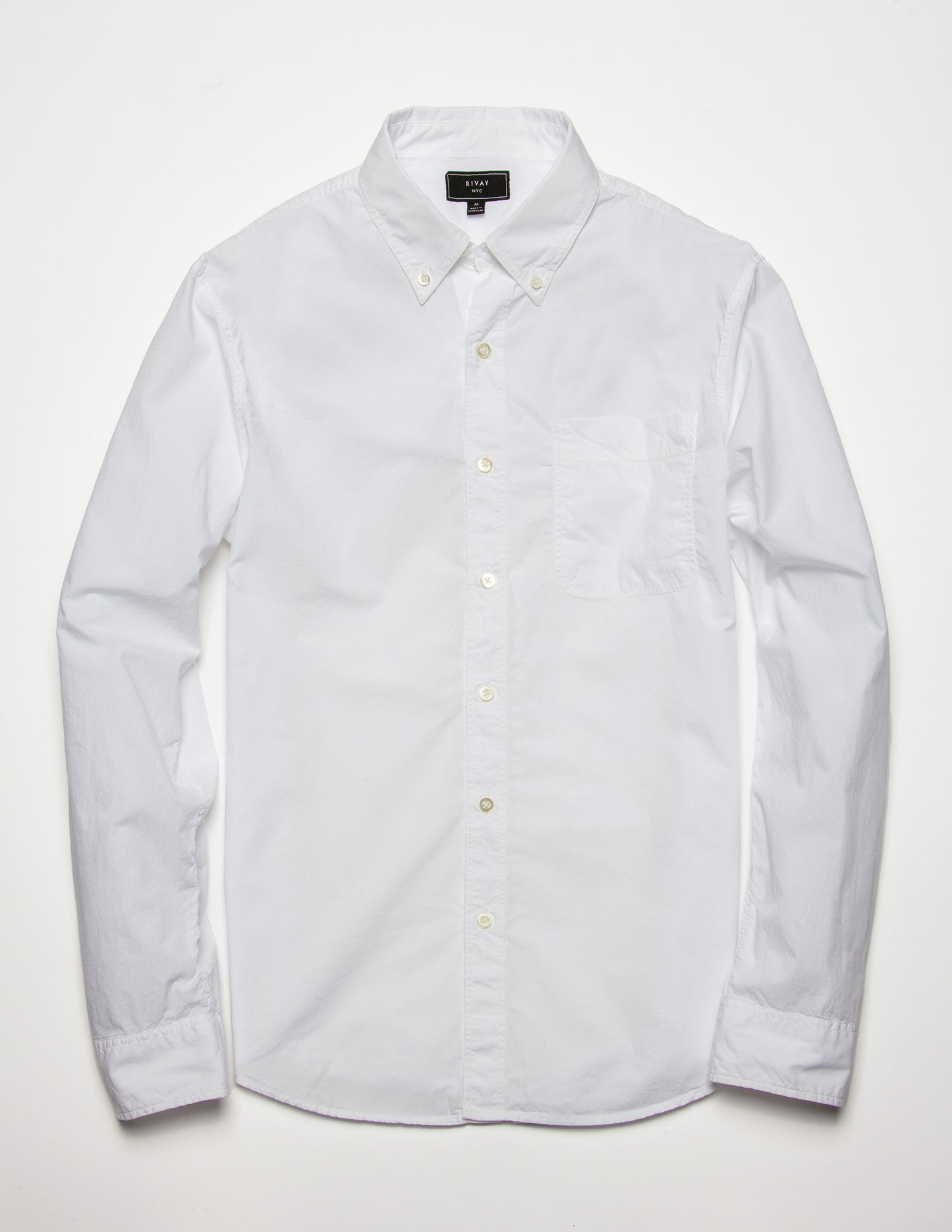 Rivay Type 104 Garment Dyed Poplin Button Down in White