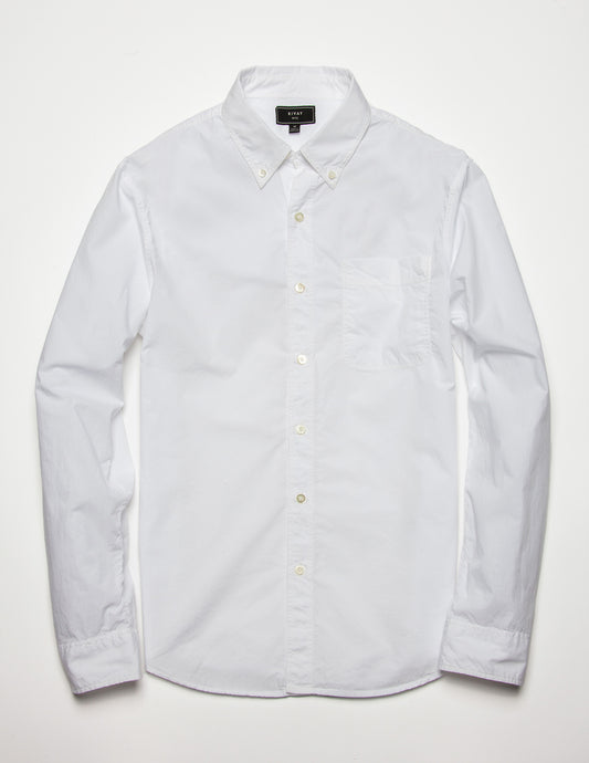 Rivay Type 104 Garment Dyed Poplin Button Down in White