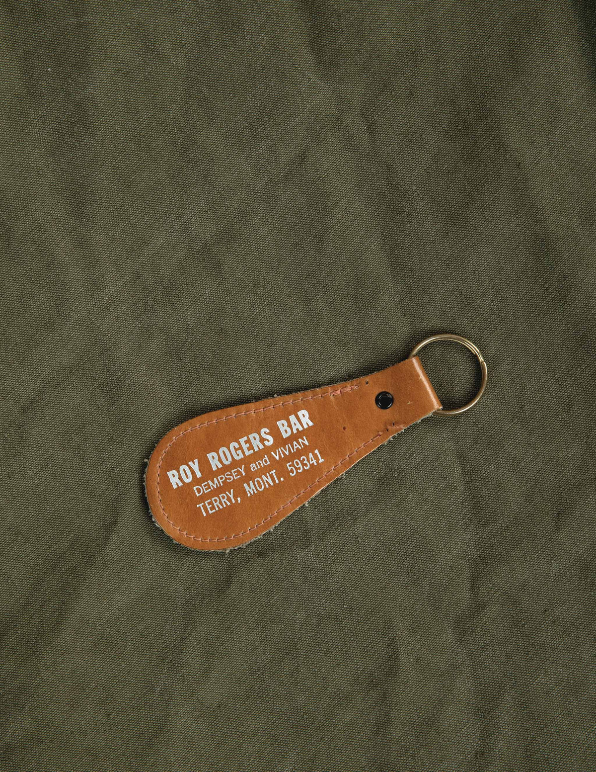 Vintage Brown Leather Roy Rogers Bar Keychain