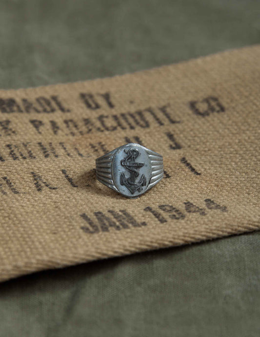 Vintage Italian Navy Anchor Ring - Size 10