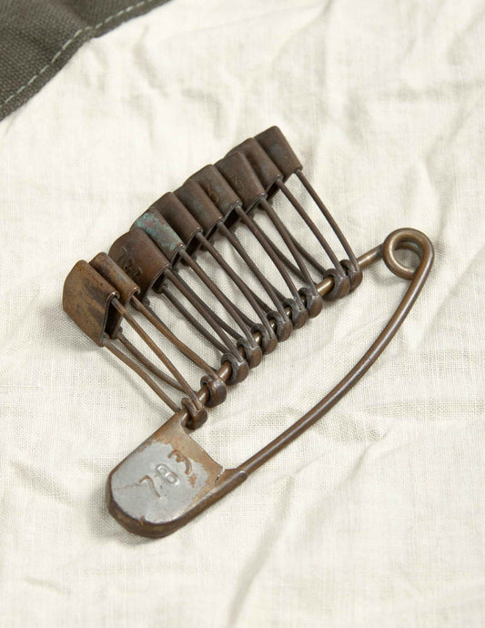 Vintage Safety Pin with Ten Numbered Gear Pins