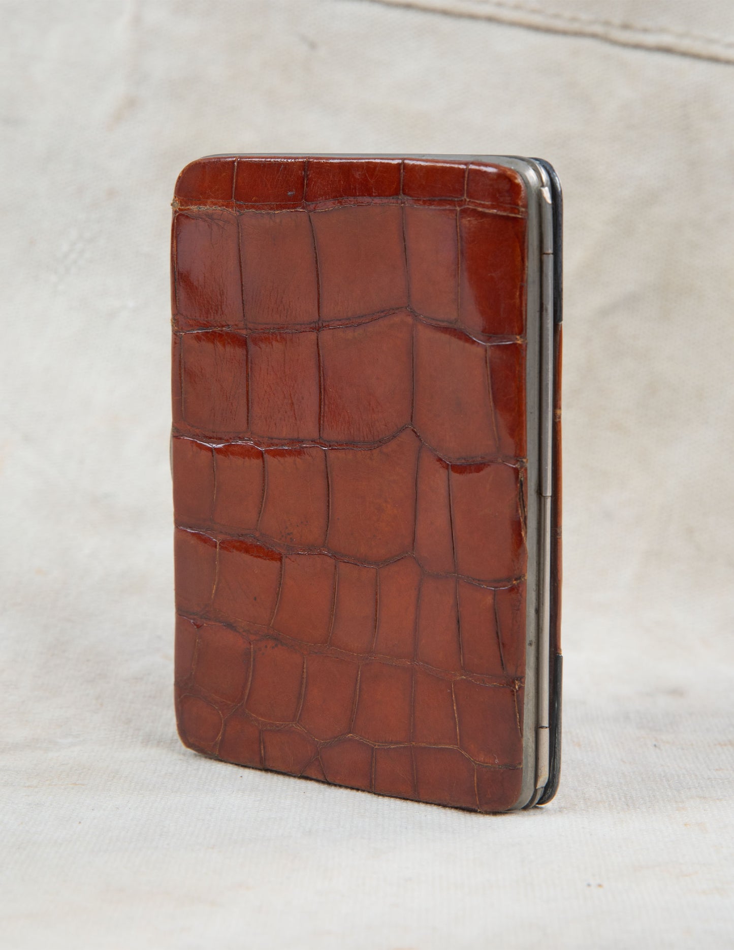 1901 Crocodile & Sterling Silver Wallet by Charles Penny Brown