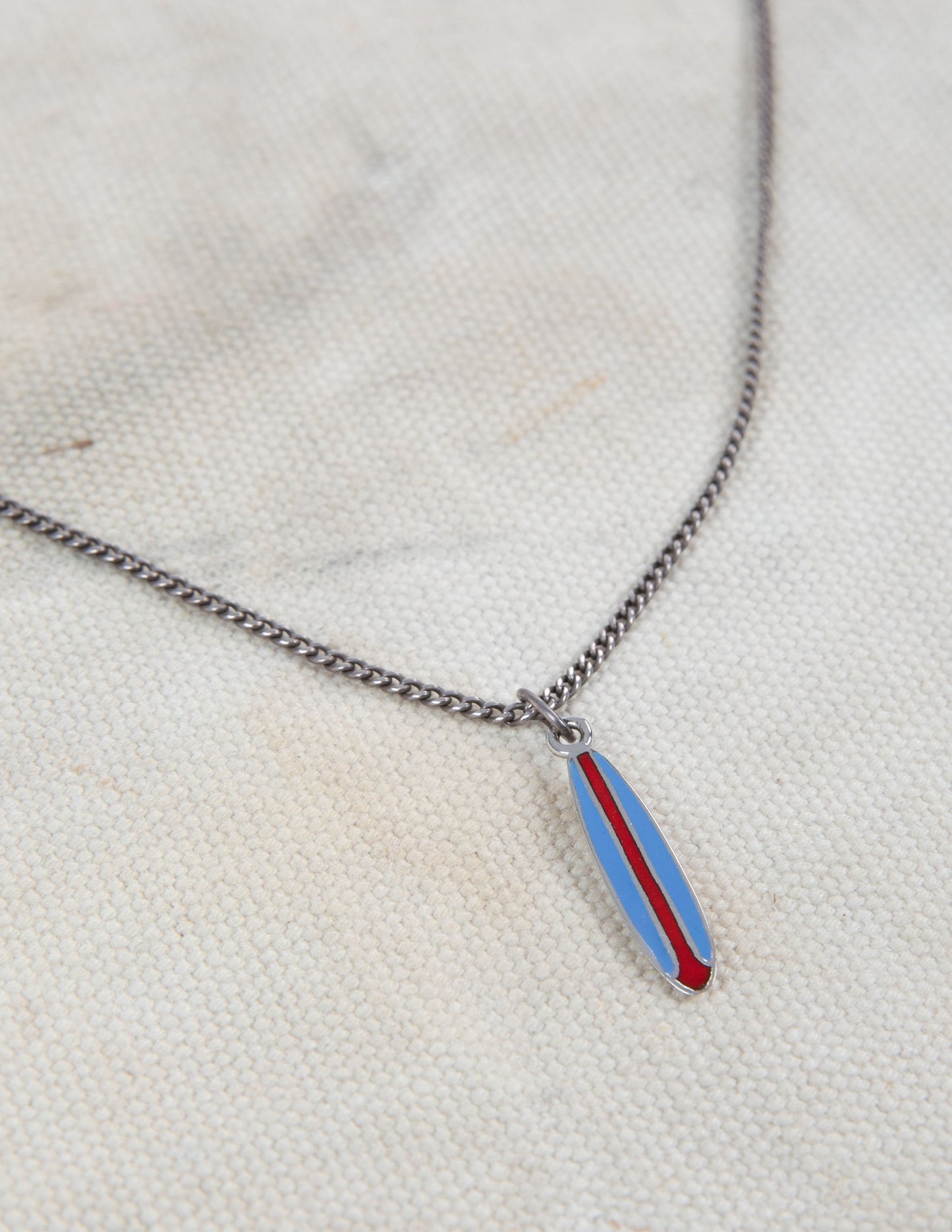 Vintage Sterling Silver Surfboard Necklace