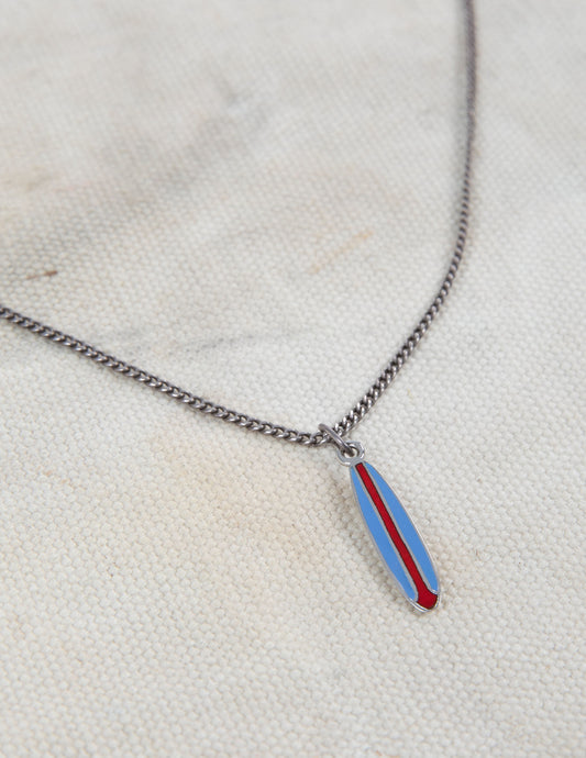 Vintage Sterling Silver Surfboard Necklace