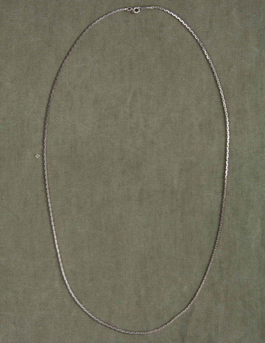Vintage Sterling Silver Flat Link Chain Necklace