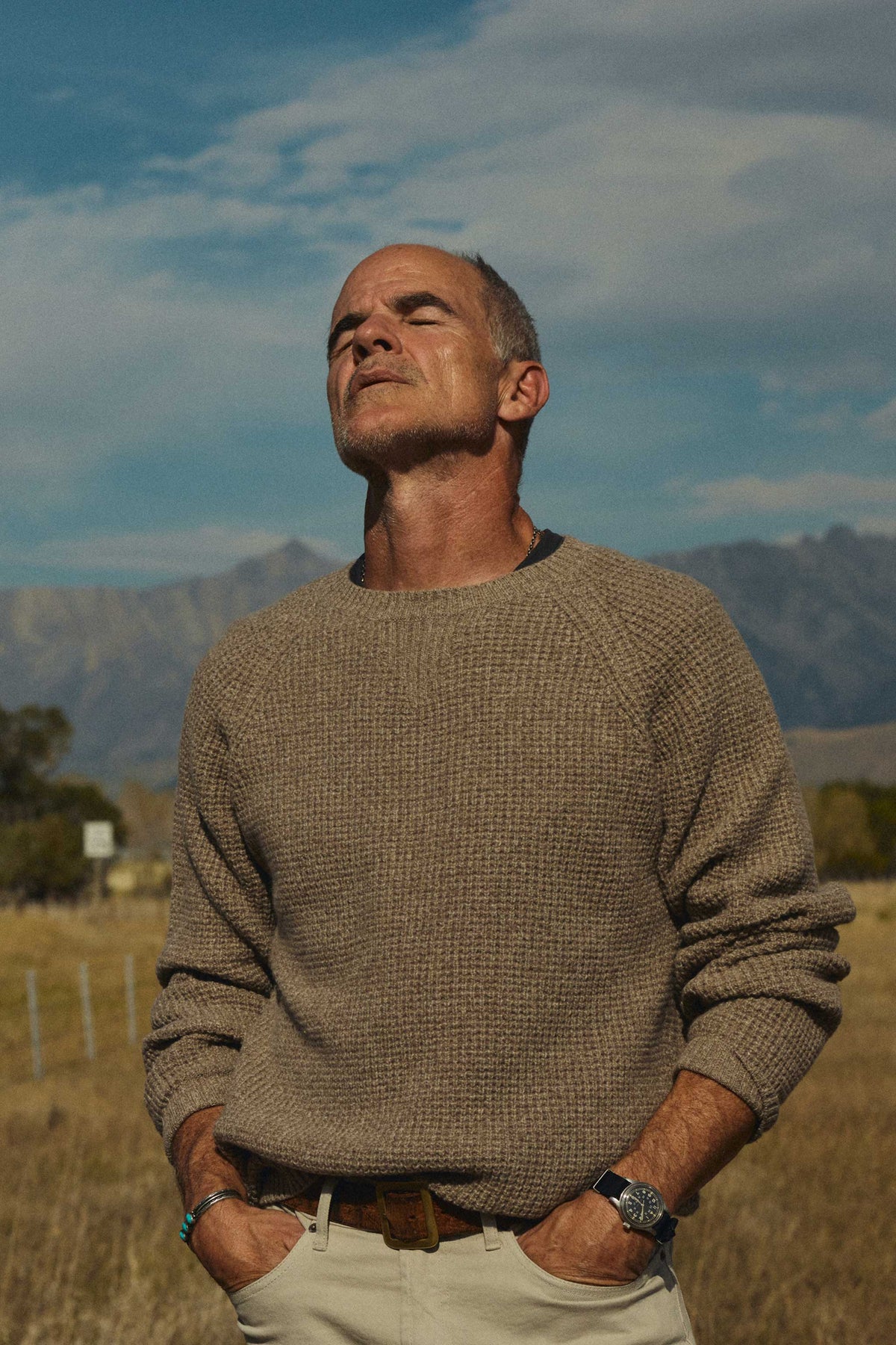 Sonny Waffle Sweater in Khaki Marl