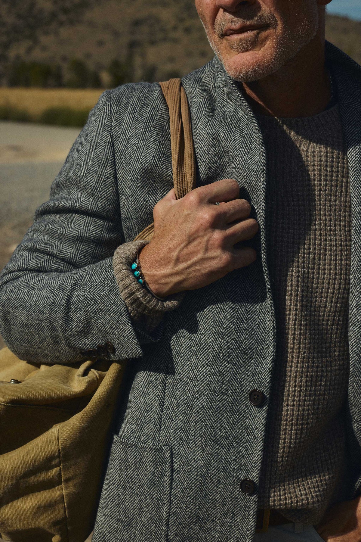 Sonny Waffle Sweater in Khaki Marl