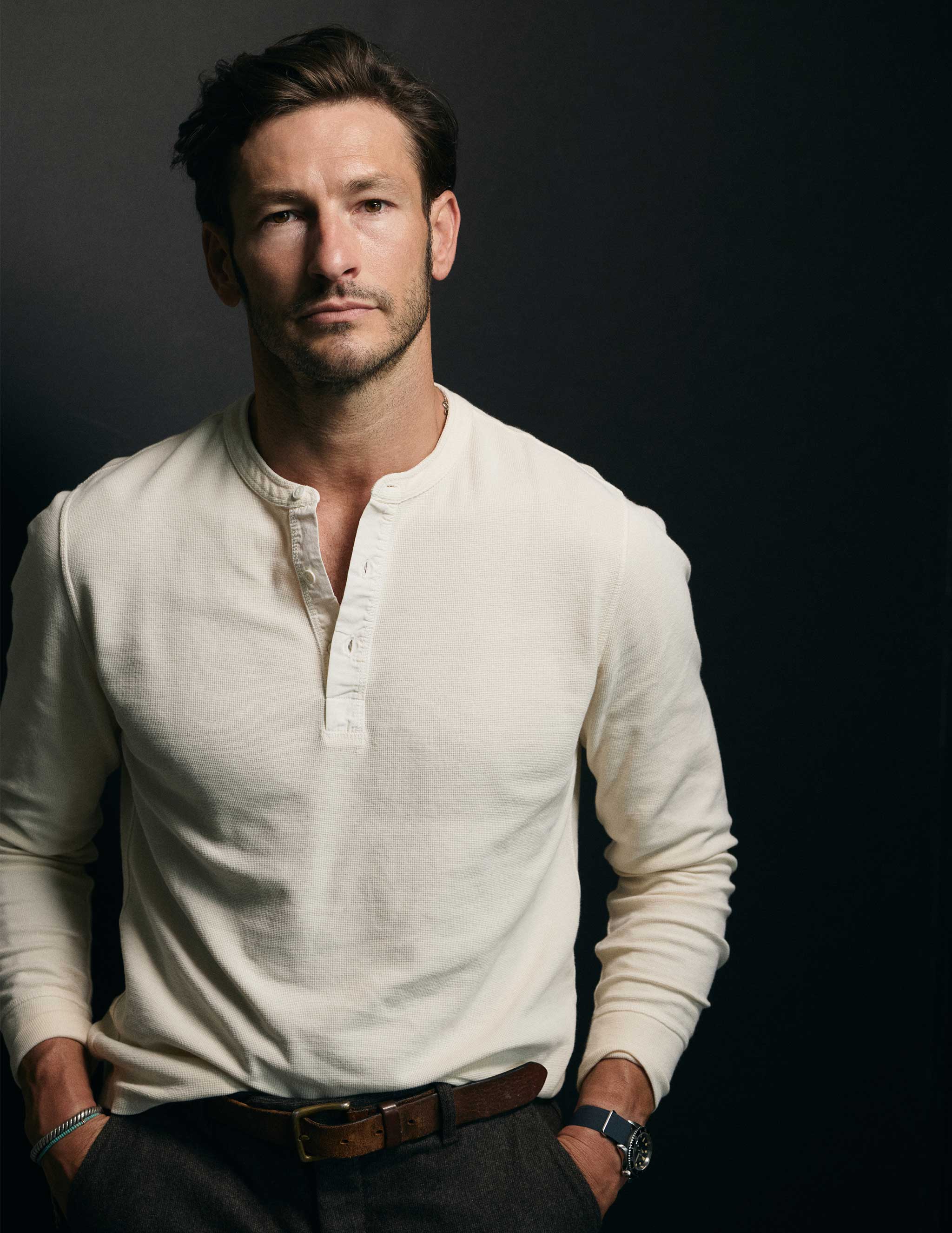Gibson Waffle Henley in Antique White – RIVAY