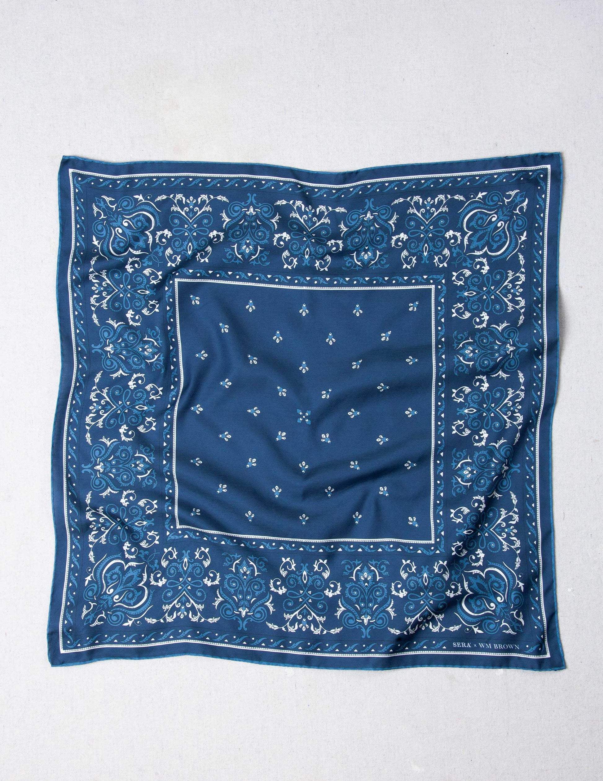 Serà Fine Silk x WM Brown Bandana in Blue