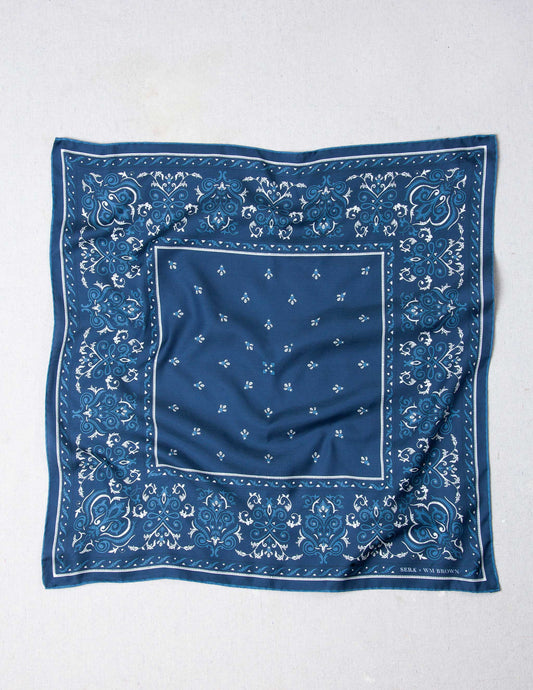 Serà Fine Silk x WM Brown Bandana in Blue
