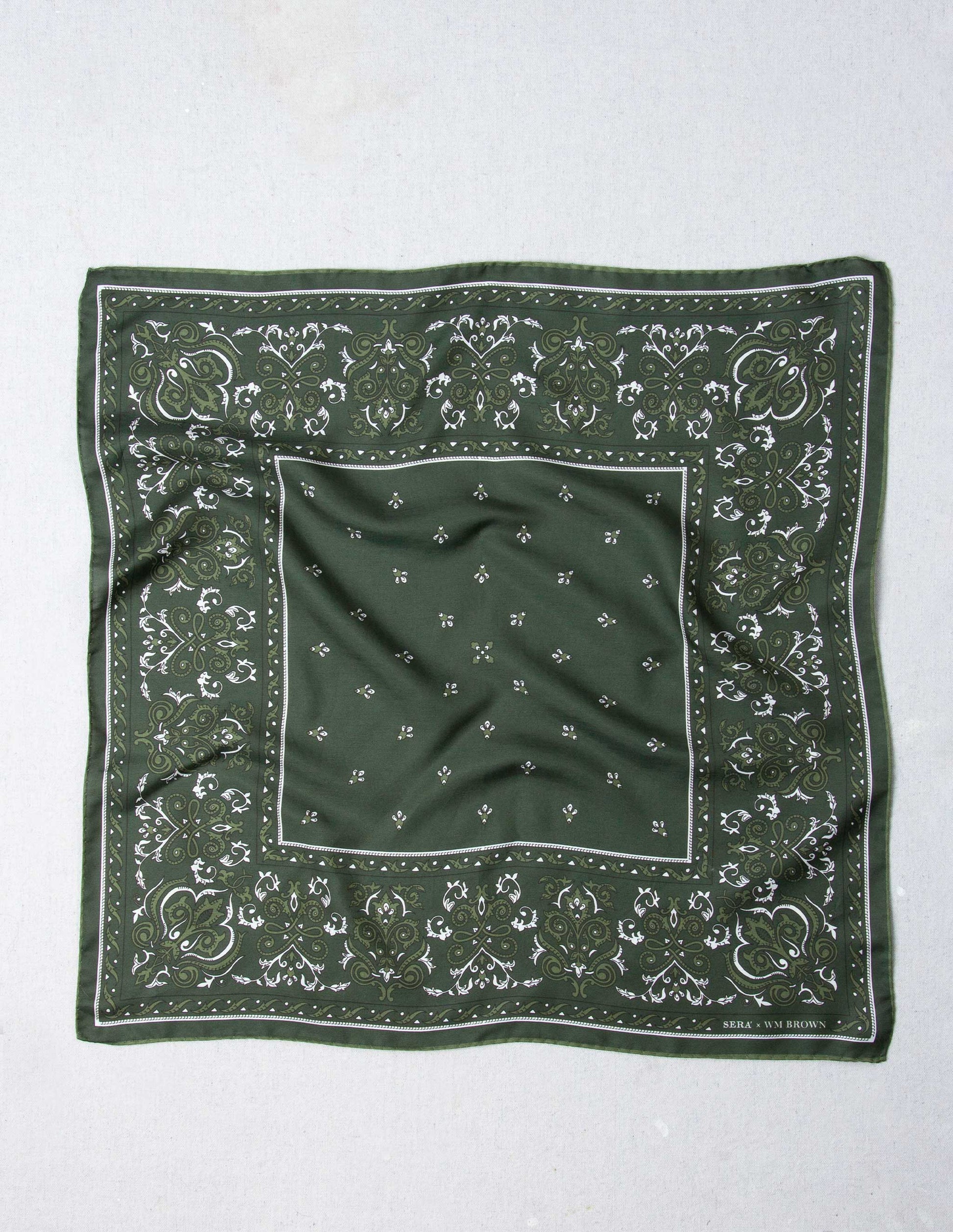 Serà Fine Silk x WM Brown Bandana in Green