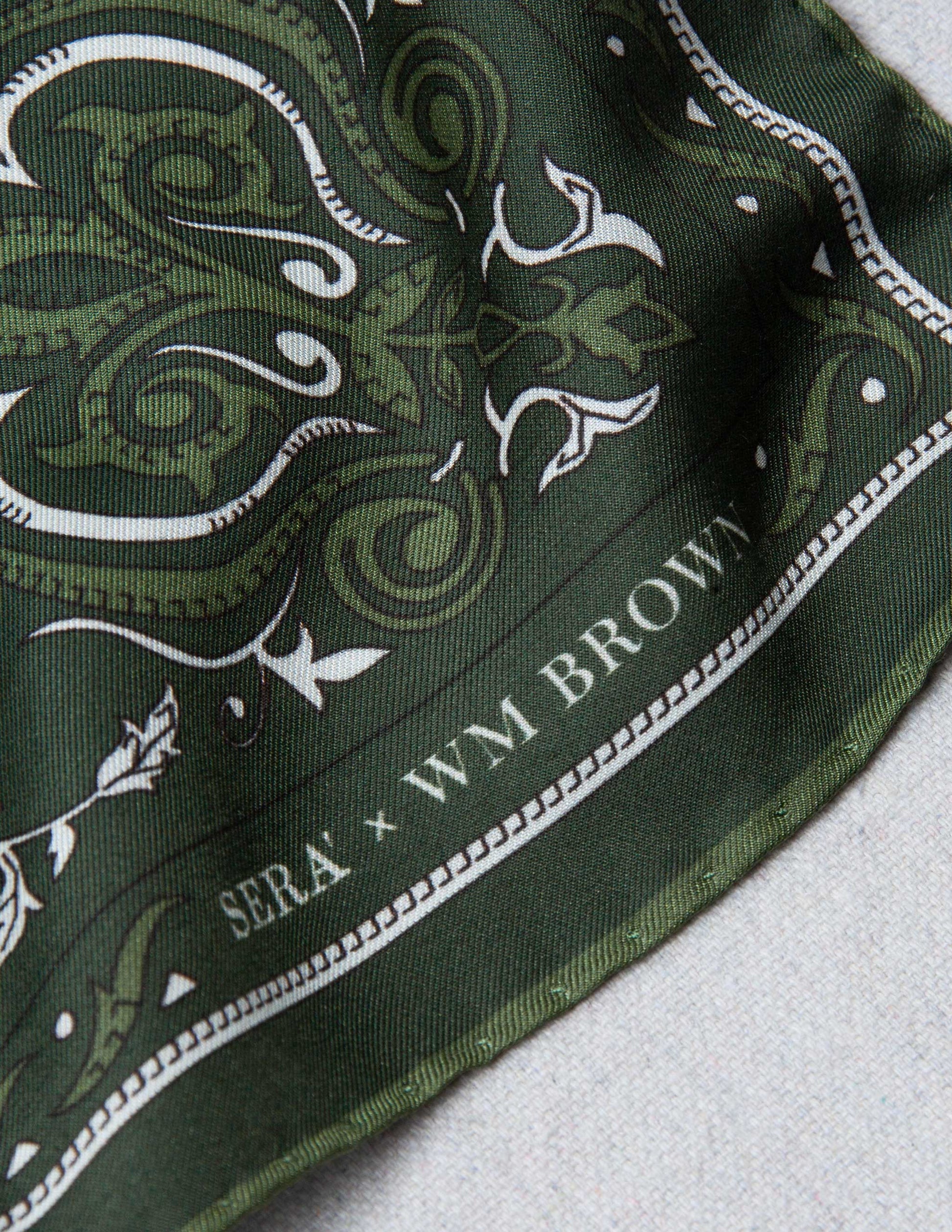 Serà Fine Silk x WM Brown Bandana in Green