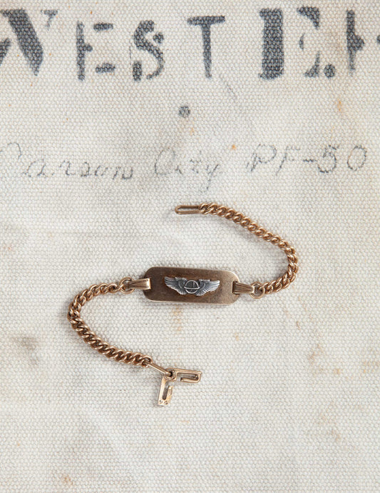 WWII U.S. Army Air Corps Gold-Filled ID Bracelet with Pilot Wings Emblem