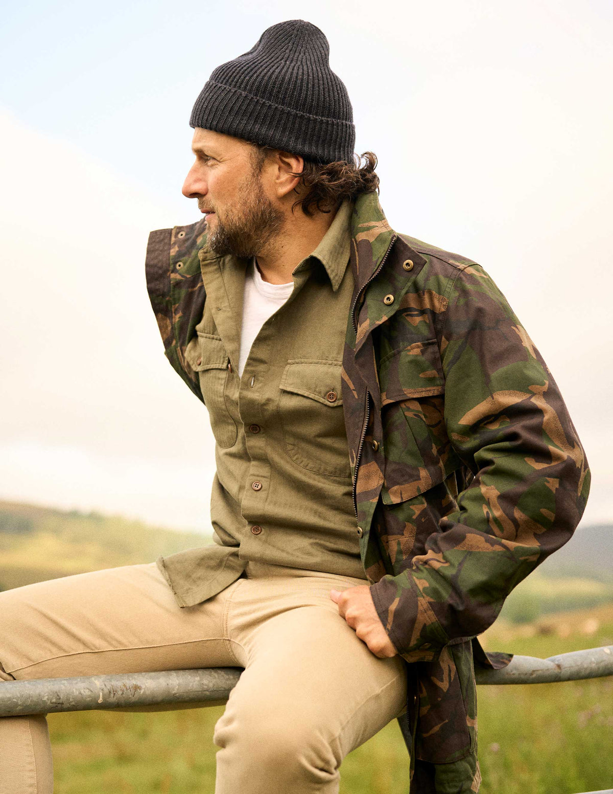 Waxed Cotton Field Jacket in British Woodlands Camo in Scotland with Rivay Founder Jon