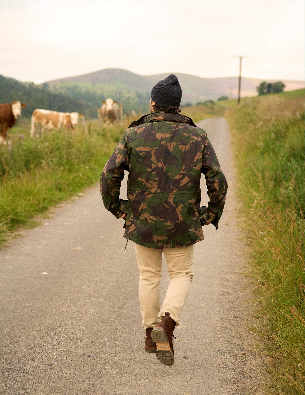 Waxed Cotton Field Jacket in British Woodlands Camo in Scotland with Rivay Founder Jon