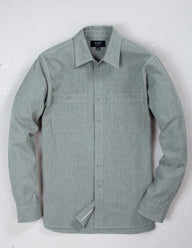 Weston Marled Selvedge Chambray Workshirt in Sage Green