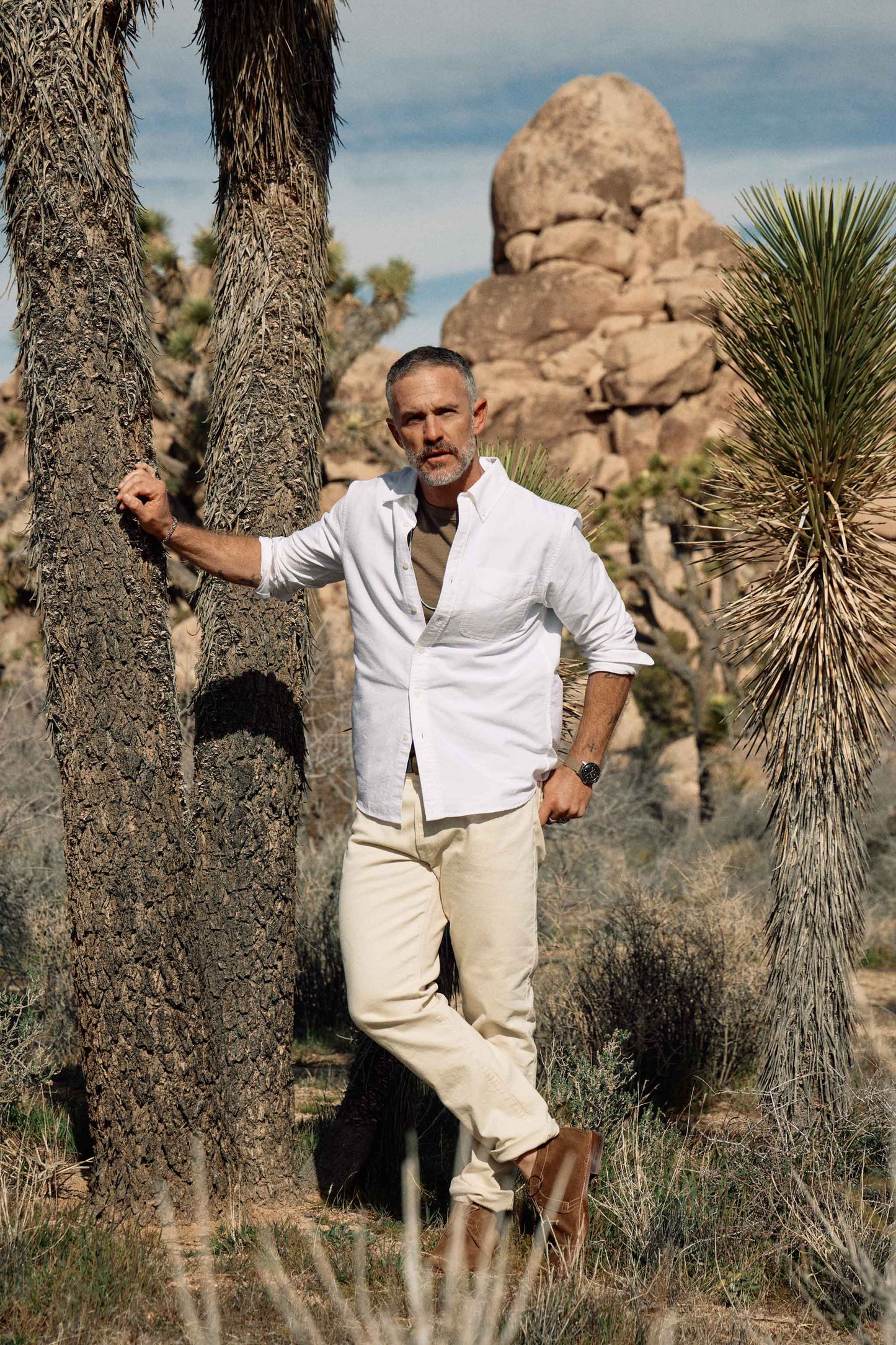 Wade Garment Dyed Five Pocket Pant in Natural