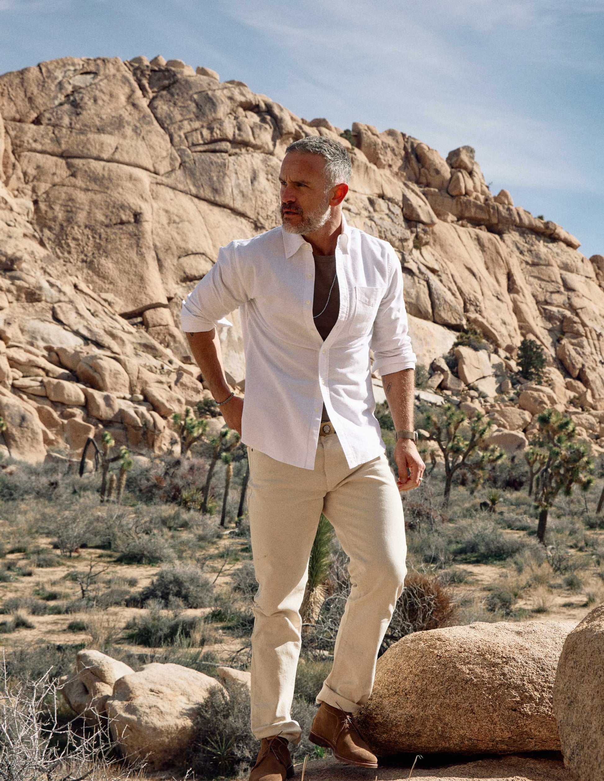 Wade Garment Dyed Five Pocket Pant in Natural