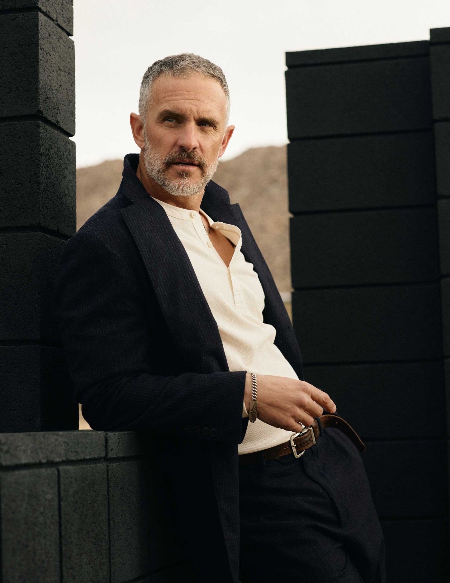 Shelby Italian Wool Suit in Navy Chalk Stripe
