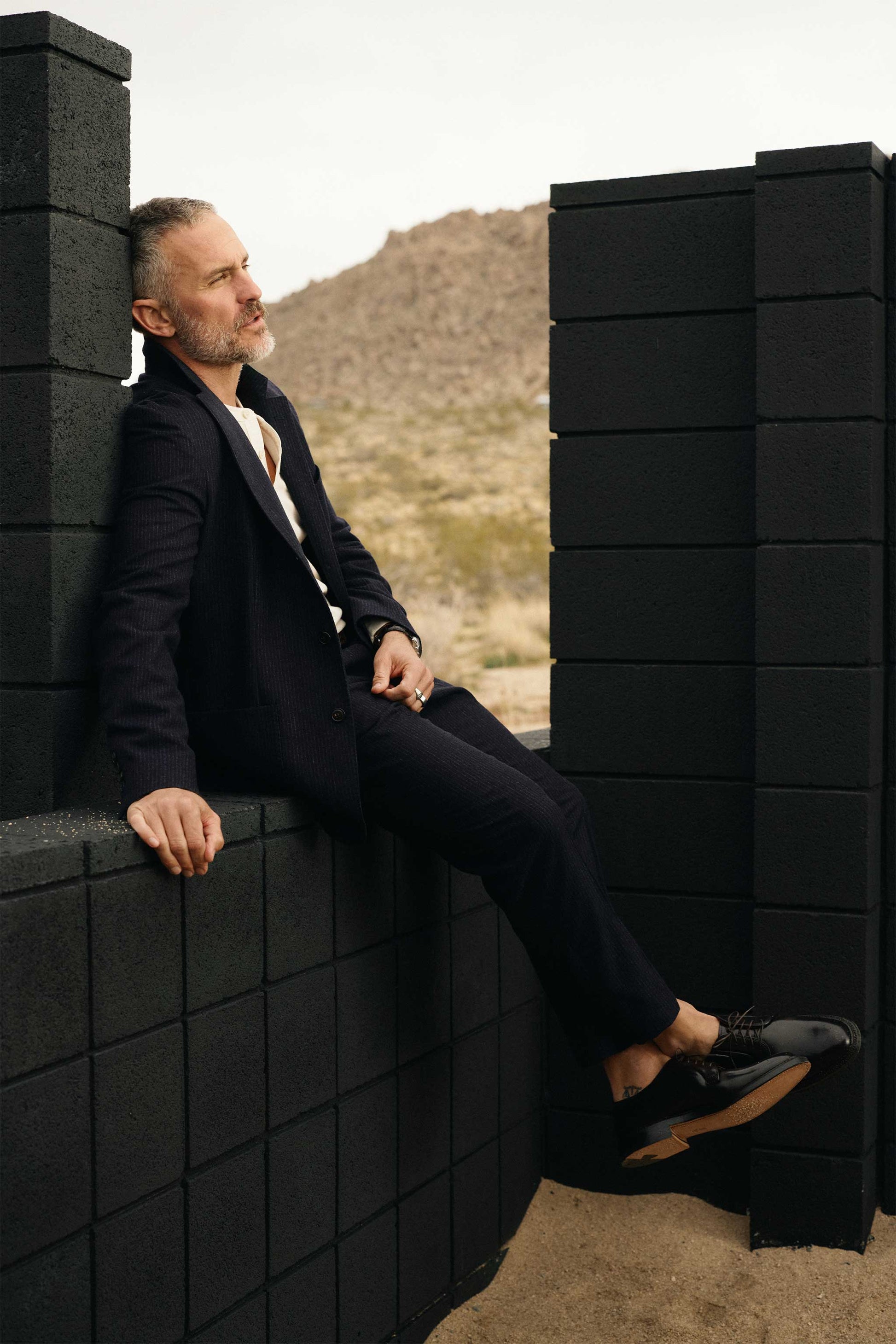 Shelby Italian Wool Suit in Navy Chalk Stripe