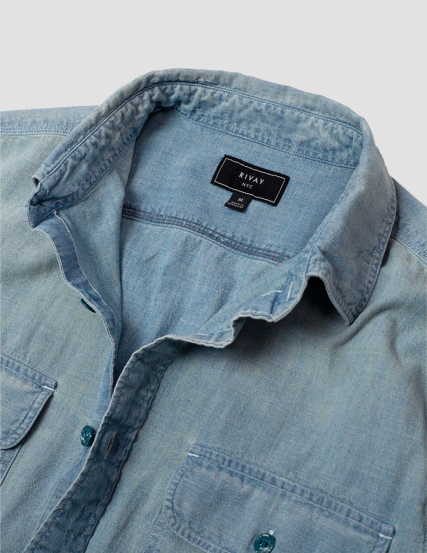 Rivay Albers Mens Indigo Chambray Workshirt