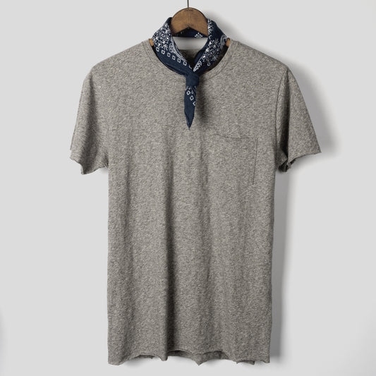 Slub Cotton Pocket Tee in Grey Mix