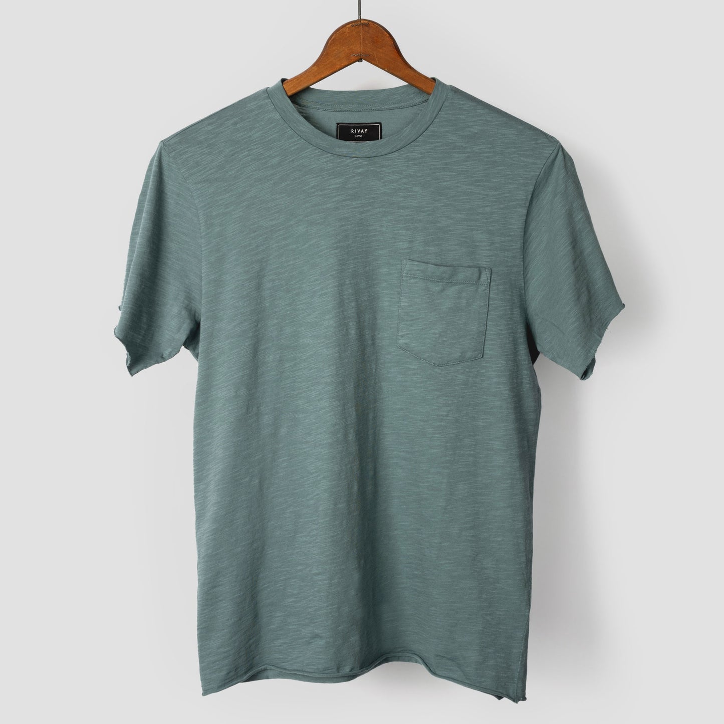 Slub Cotton Pocket Tee in Juniper Green