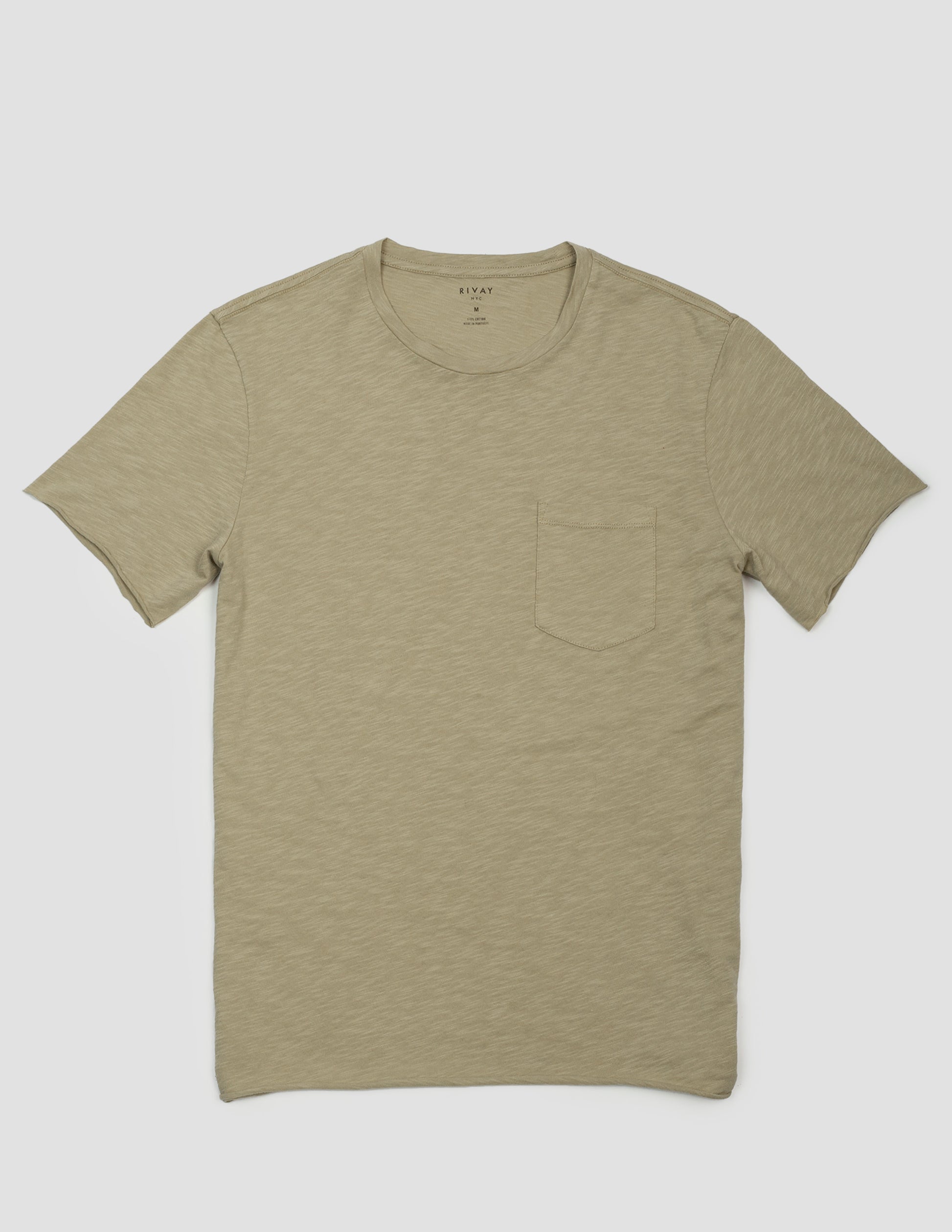 Rivay Men's Cotton Slub T-Shirt Light Khaki