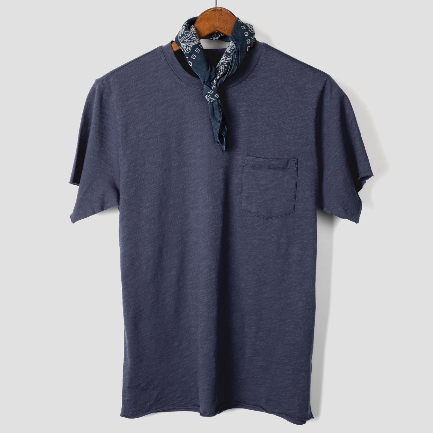 Slub Cotton Pocket Tee in French Blue